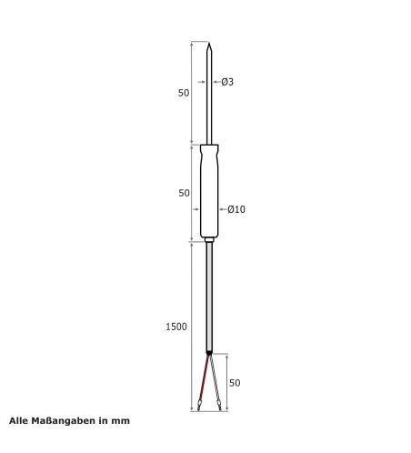 Handeinstechfühler mit PTFE-Handgriff und Teflon-Leitung | PT1000