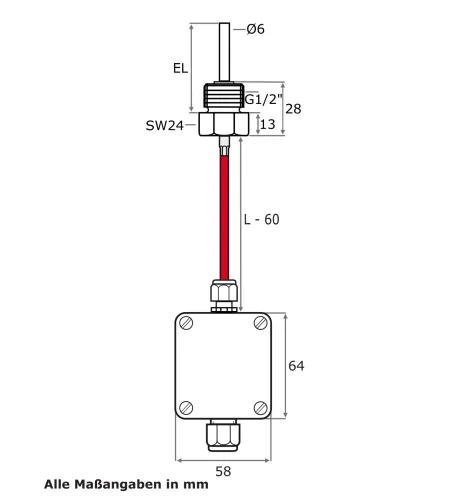 Messumformer, Silikon-Leitung, EL 100 mm, TMax 200 °C, 0-10 V, 5 M...