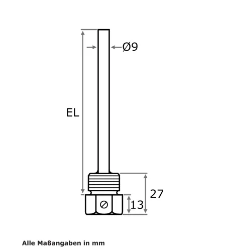 Tauchhülse aus Edelstahl mit G 1/2 Zoll Gewinde V4A