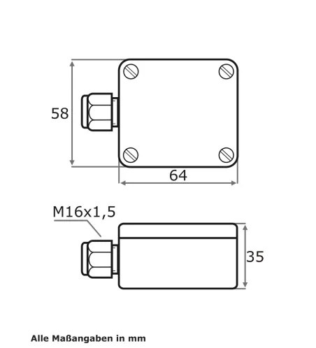 Aussengehäuse IP65 mit 1 Kabelverschraubung Aufputz