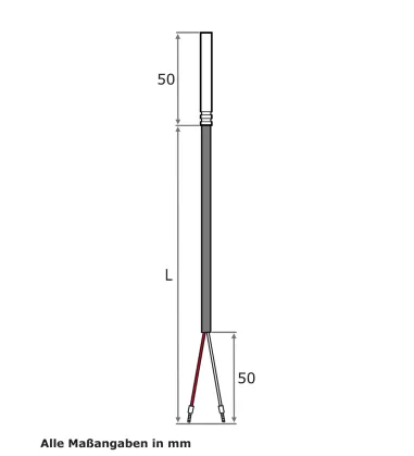 Kabeltemperaturfühler, PVC-Leitung, EL  50 mm, TMax 105 °C, NTC 1,8...