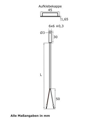 Oberflächenfühler, PVC-Leitung, selbstklebende Schutzkappe , TMax 9...