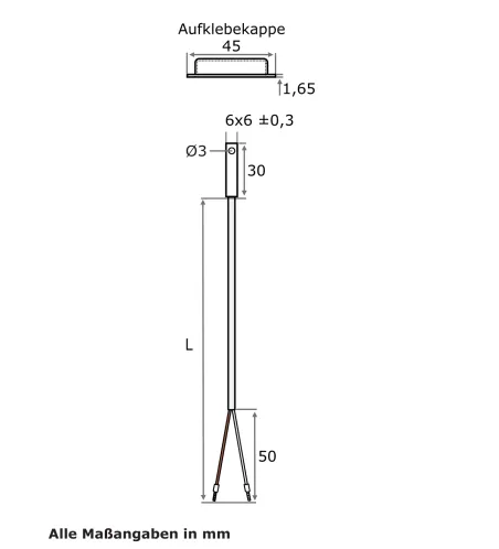 Oberflächenfühler, PVC-Leitung, selbstklebende Schutzkappe , TMax 9...