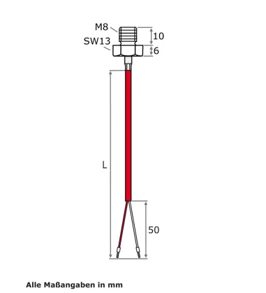 Einschraubfühler M10 bis 200°C PT100 PT1000 NTC