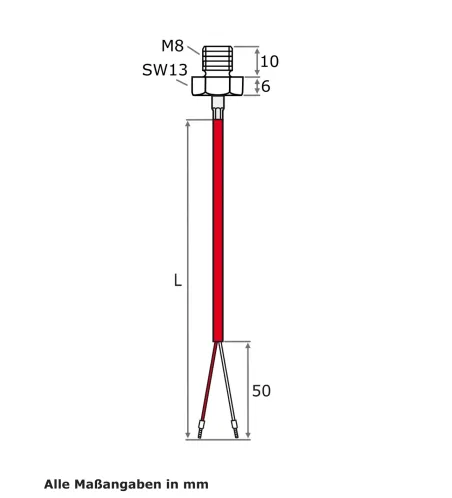 Einschraubfühler M10 bis 200°C PT100 PT1000 NTC