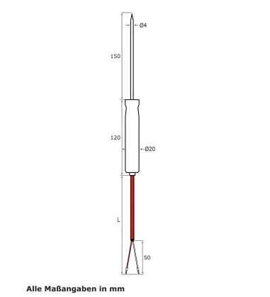 Einstechfühler / Kerntemperaturfühler PT1000 mit SIL-Leitung