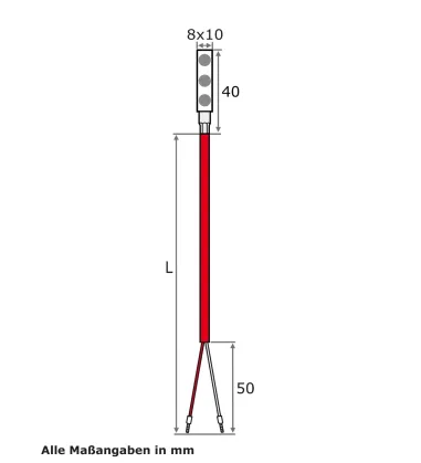 Magnet-Oberflächenfühler, Silikon-Leitung, TMax 180 °C, PT1000, 2 M...