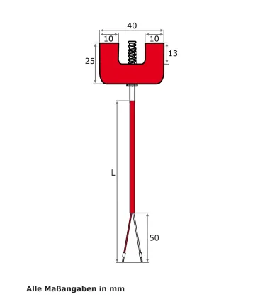 Magnet-Oberflächenfühler, Silikon-Leitung, TMax 180 °C, PT100, 2 Meter
