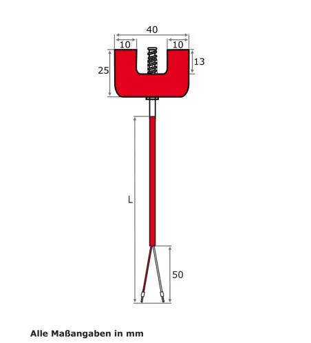 Magnet-Oberflächenfühler, Silikon-Leitung, TMax 180 °C, PT100, 2 Meter