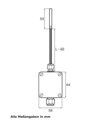 Messumformer, PVC-Leitung, EL 50 mm, TMax 105 °C, 0-10 V, 2 Meter